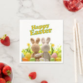 Serviette En Papier Hugging Bunnies - Bonne Pâques (En situation)