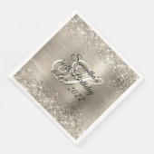 Serviette En Papier Huile de Platine Glittery Monogrammé 30e anniversa (Coin)