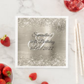 Serviette En Papier Huile de Platine Glittery Monogrammé 30e anniversa (En situation)