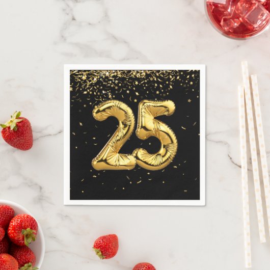 Serviette En Papier Huile D'Or 25 Ballons Et Serviettes Confetti (En situation)