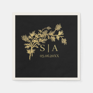 Serviette En Papier Huile d'or sur mesure Luxe Botanographie Monogramm