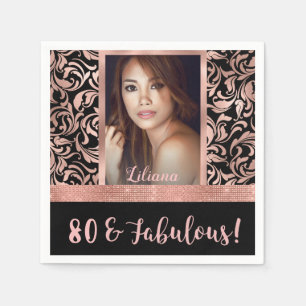 Serviette En Papier Huit et fabuleux or rose 80e anniversaire