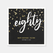 Serviette En Papier Huitième Black Gold 80e fête d'anniversaire (Devant)