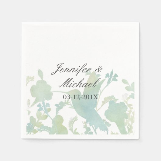 Serviette En Papier Hummingbird Garden Aquarelle Mariage élégant (Devant)