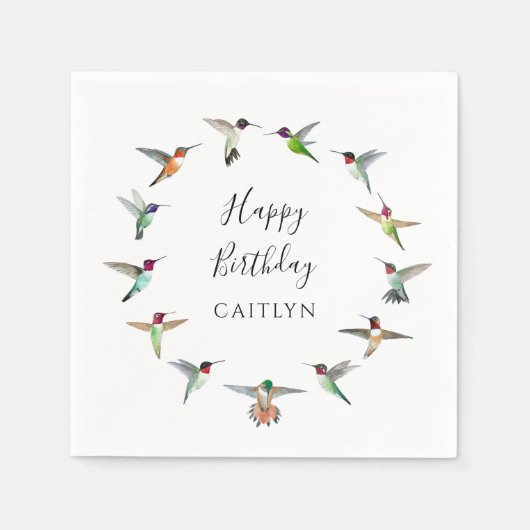 Serviette En Papier Hummingbirds Birthday (Devant)