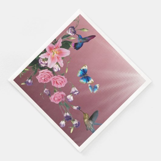 Serviette En Papier Hummingbirds Fleurs Papillons Papier Napkins (Coin)