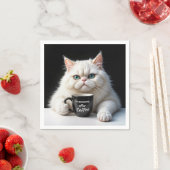 Serviette En Papier Humour de chat perse blanc (En situation)