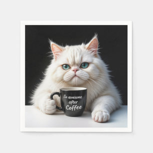 Serviette En Papier Humour de chat perse blanc