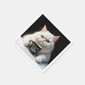 Serviette En Papier Humour de chat perse blanc (Coin)
