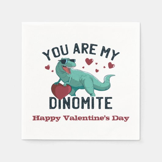 Serviette En Papier Humour Dinomite Valentine (Devant)