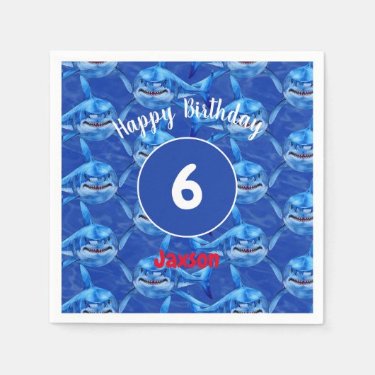 Serviette En Papier Hungry Sharks  (Devant)