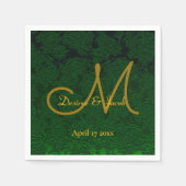 Serviette En Papier Hunter Green Gold Mariage Réception Monogramme (Devant)