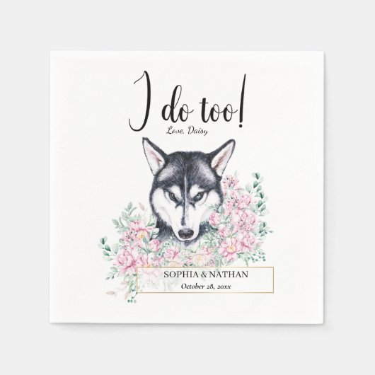 Serviette En Papier Husky Chien Mariage Cocktail Napkins (Devant)