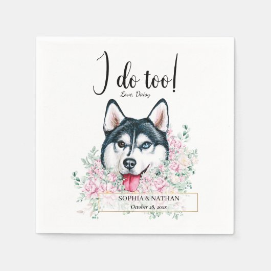 Serviette En Papier Husky Chien Mariage Cocktail Napkins (Devant)