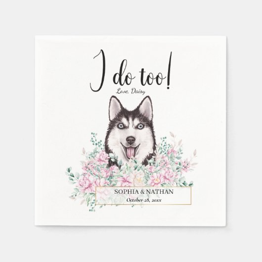 Serviette En Papier Husky Chien Mariage Cocktail Napkins (Devant)