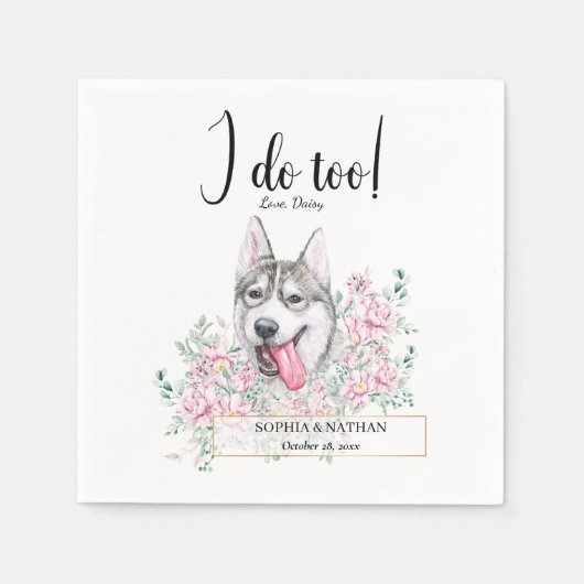 Serviette En Papier Husky Chien Mariage Cocktail Napkins (Devant)