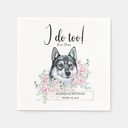 Serviette En Papier Husky Chien Mariage Cocktail Napkins (Devant)
