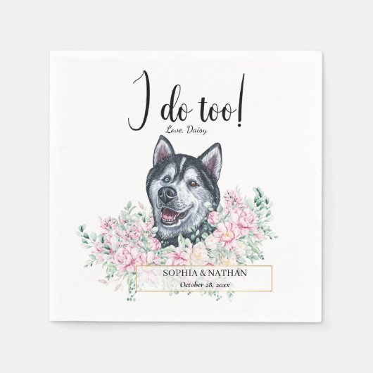 Serviette En Papier Husky Chien Mariage Cocktail Napkins (Devant)