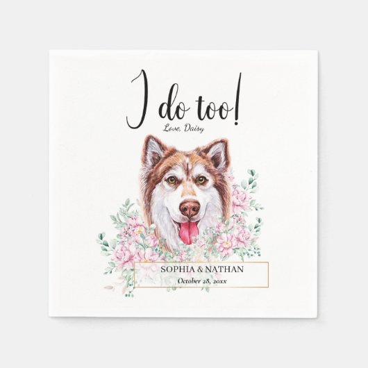 Serviette En Papier Husky Chien Mariage Cocktail Napkins (Devant)