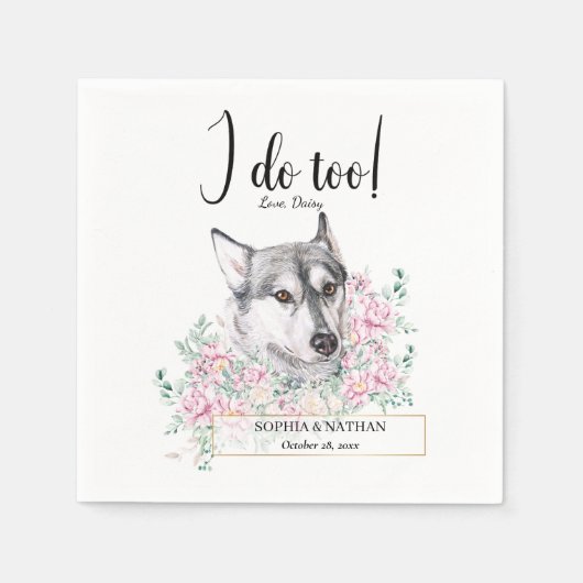 Serviette En Papier Husky Chien Mariage Cocktail Napkins (Devant)
