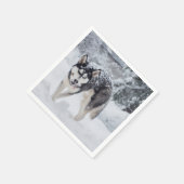 Serviette En Papier Husky dans la neige (Coin)
