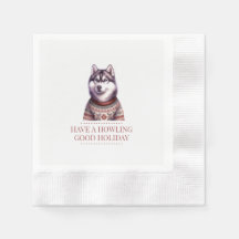 Husky de Noël qui hurle un bon Noël personnalisé