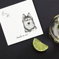 Husky Mariage d'aquarelle Cocktail serviettes
