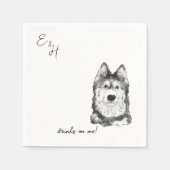 Serviette En Papier Husky Mariage d'aquarelle Cocktail serviettes (Devant)