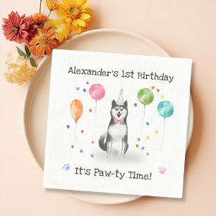 Serviette En Papier Husky Sibir Chien fête d'anniversaire