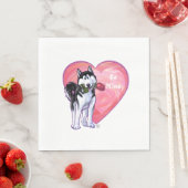 Serviette En Papier Husky Valentine's Day (En situation)