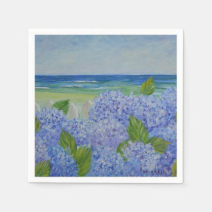 Serviette En Papier Hydranées Au Bord De La Mer Napkine