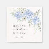 Serviette En Papier Hydrangea Blue Floral Mariage Papier Napkin (Devant)