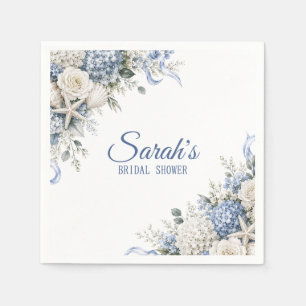 Serviette En Papier Hydrangea Coastal Bridal Shower Personnalisé