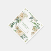 Serviette En Papier Hydrangea Crème Rose Beige Mariage Marié (Coin)