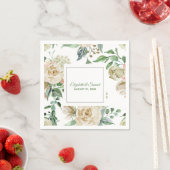 Serviette En Papier Hydrangea Crème Rose Beige Mariage Mariée Marié (En situation)