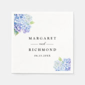Serviette En Papier Hydrangea Dusty Blue Floral Mariage (Devant)