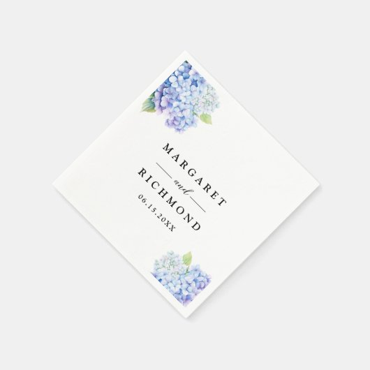 Serviette En Papier Hydrangea Dusty Blue Floral Mariage (Coin)