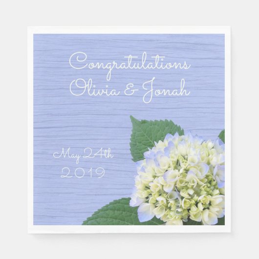 Serviette En Papier Hydrangea Félicitations Mariage de grains de bois (Devant)