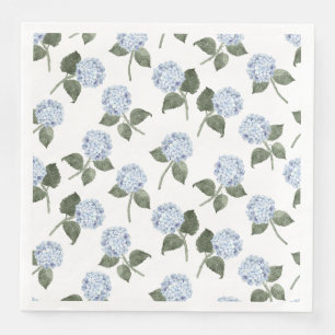 Serviette En Papier Hydrangea Fleurit Bleu Aquarelle Florale