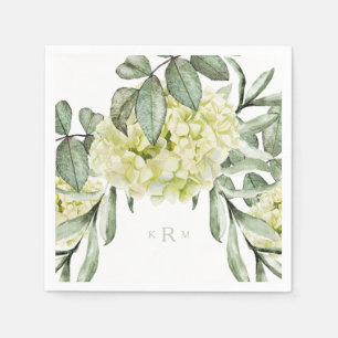 Serviette En Papier Hydrangea Foliage Monnaie Monogramme Cocktail Serv