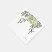 Serviette En Papier Hydrangea Foliage Sage Monogramme Cocktail Serviet (Coin)