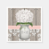Serviette En Papier Hydrangea Mason Jar rose pâle (Devant)