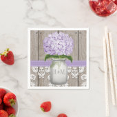 Serviette En Papier Hydrangea Mason Jar violet monogramme (En situation)