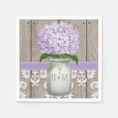 Serviette En Papier Hydrangea Mason Jar violet monogramme (Devant)
