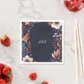 Serviette En Papier Hydrangea Métallic Bleu Nuit Mariage (En situation)