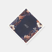 Serviette En Papier Hydrangea Métallic Bleu Nuit Mariage (Coin)