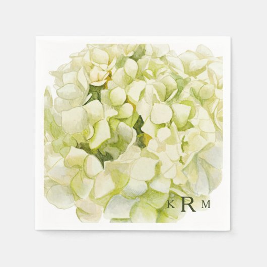 Serviette En Papier Hydrangea Monogram Cocktail Napkins (Devant)