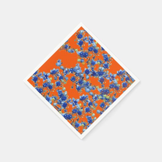 Serviette En Papier hydrangea orange et bleu (Coin)