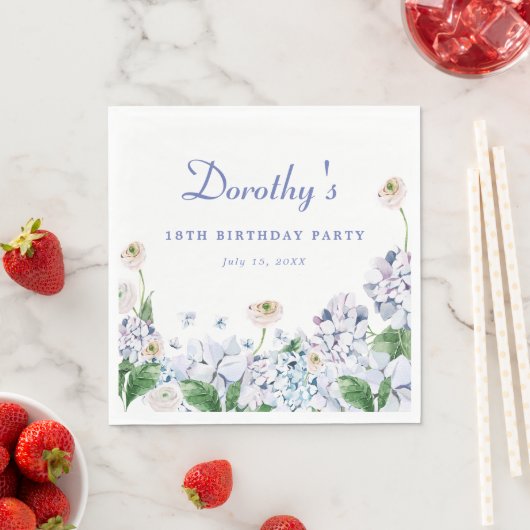 Serviette En Papier Hydrangea Rose 18e anniversaire Personnalisé Perso (En situation)