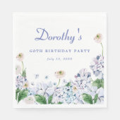Serviette En Papier Hydrangea Rose 60e anniversaire Personnalisé (Devant)